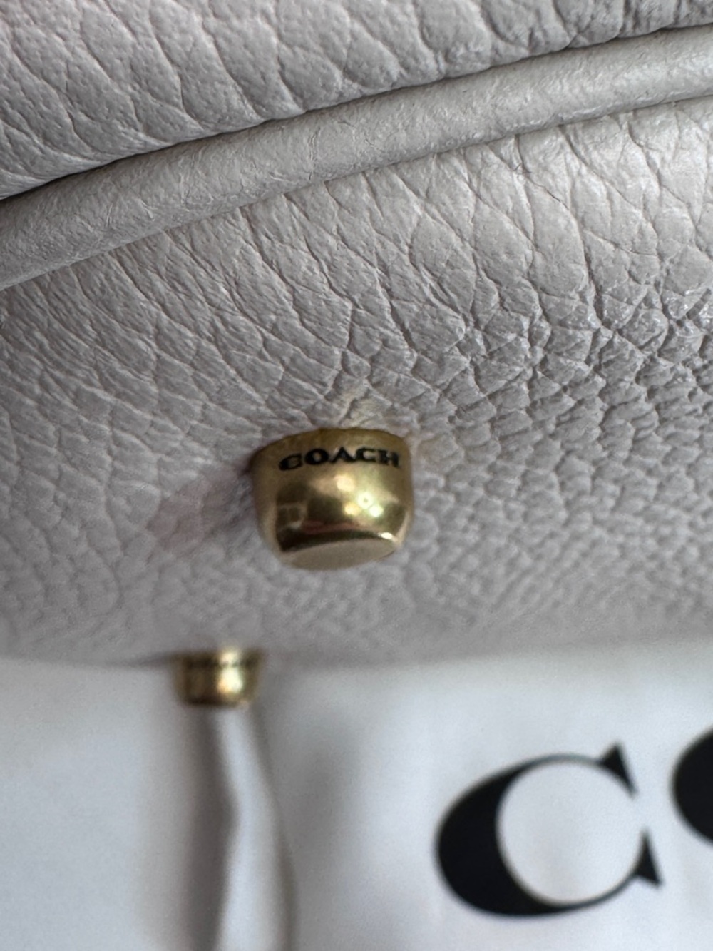 Coach Lora Bucket Bag With Whipstitch Detail Ivory Leather + Tea Rose Charm - Picture 12 of 16